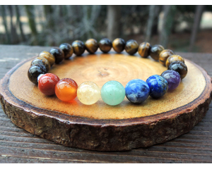 Tiger Eye Chakra Elastic Beaded Bracelet by Rock My Zen